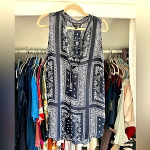 Banana Republic Navy Paisley Print Sleeveless Tunic, Size L